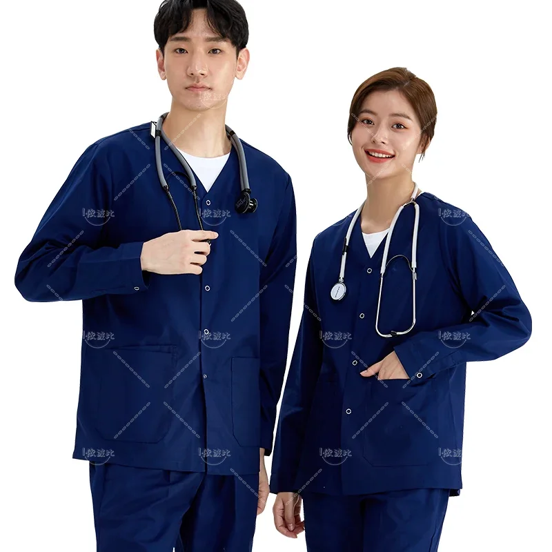 Nurse Suit Scrub Jacket Women Men Medical Uniform Jacket and Pant Set Workwear Veterinary Doctor Working Outfit Coat Top