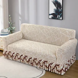 1pcs Stretch Print Sofa Cover With Skirt Elastic Sofa Armchair Cover 1/2/3/4-Seater Couch Slipcovers