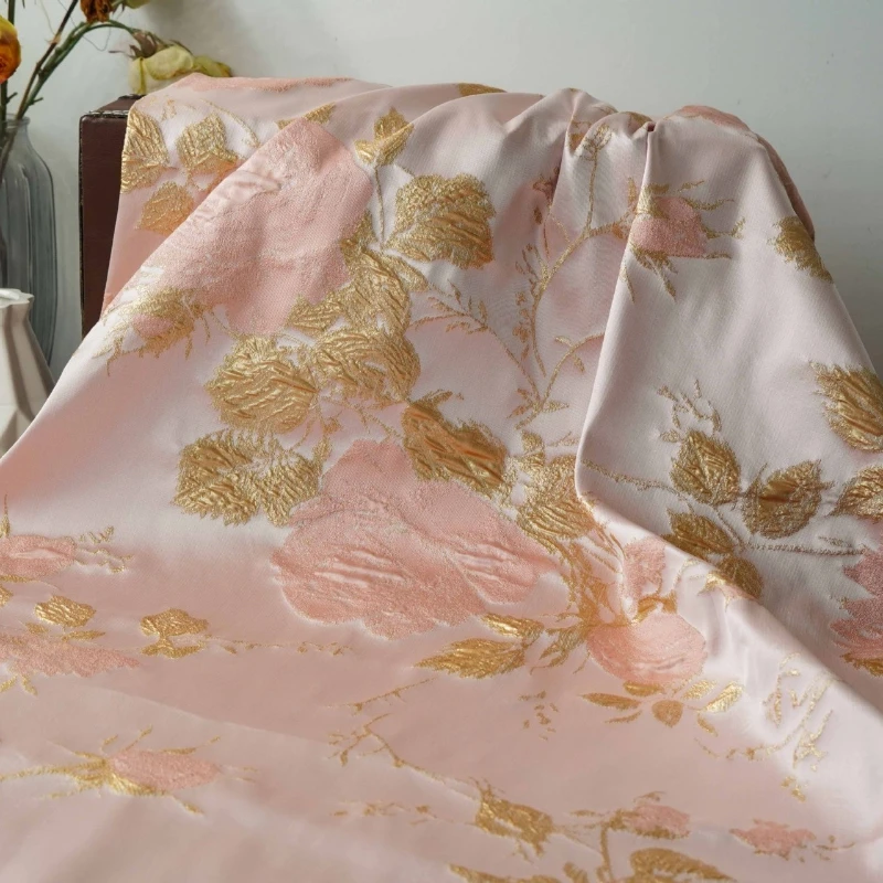 

Length 100cm Embossed Jacquard Fabric Gold Floral Brocade Chinese Style Blazer Vest Skirt Material for Elegant Dress Decor Cloth