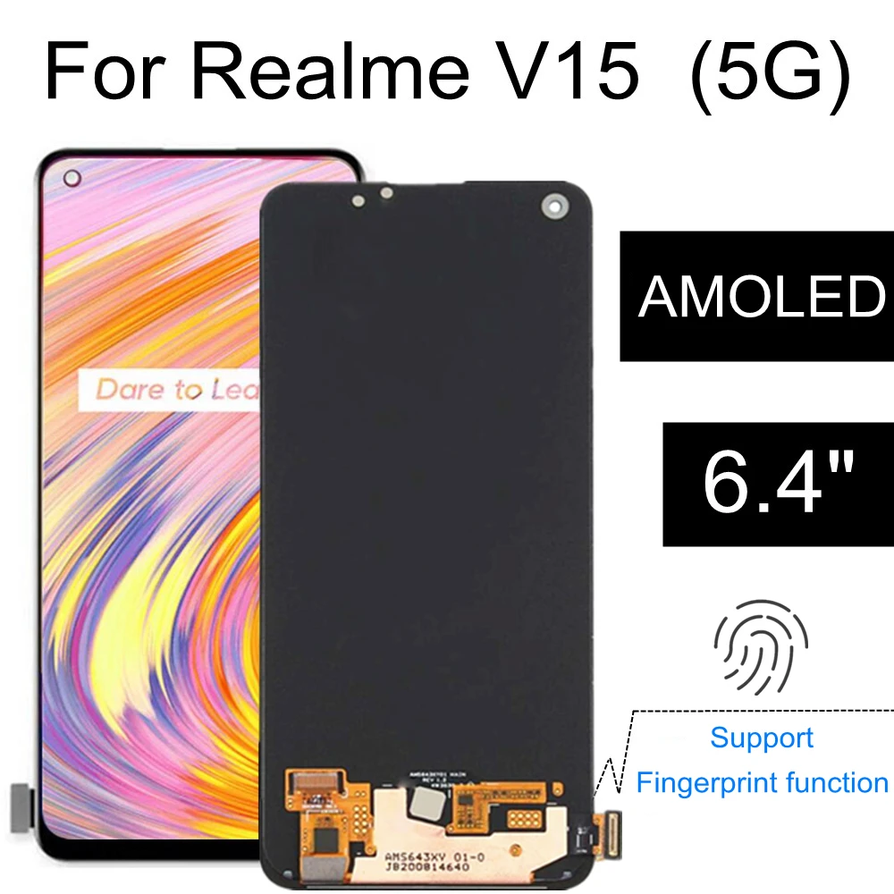 6.40  AMOLED For OPPO Realme V15 5G LCD Display Touch Screen Digitizer Assembly Replacement