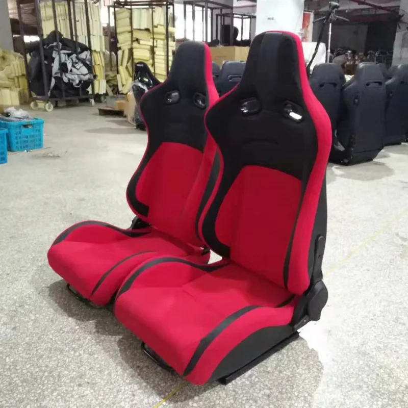 

Автокресло из красной ткани, черный ПВХ с небольшим карбоновым узором и направляющей, одностороннее гоночное кресло Kart VR