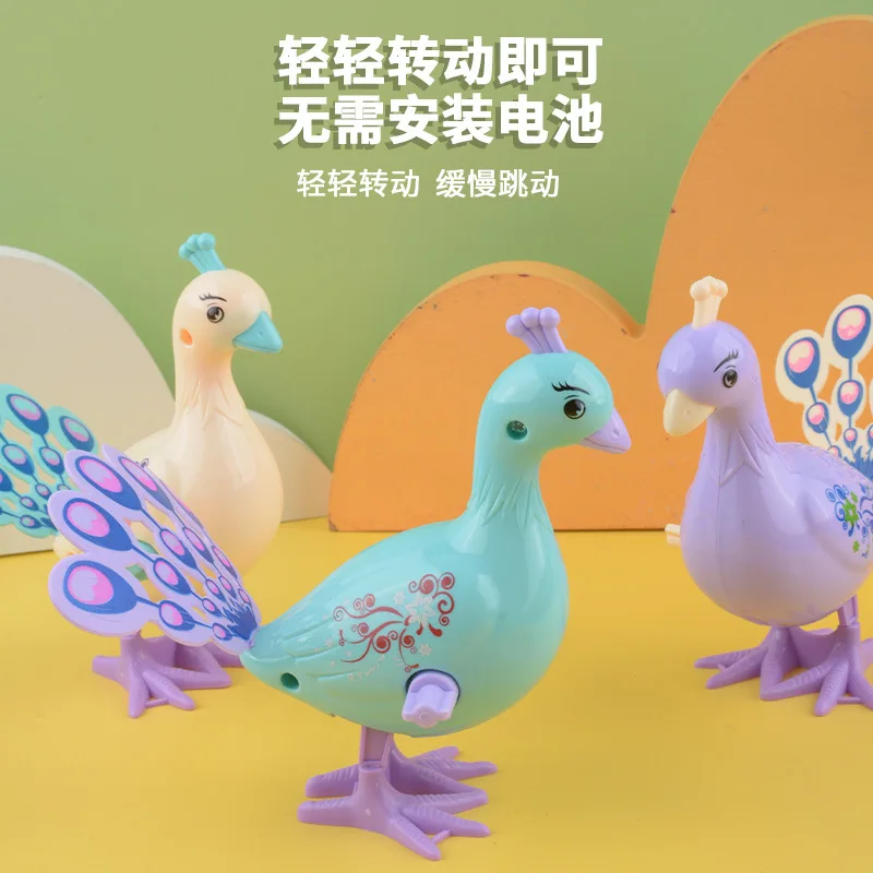 

Children's Cartoon Cute Peacocks Wind Up Jumping Toy Creative Simulation Peacocks Clockwork Toy Children's Birthday Gifts