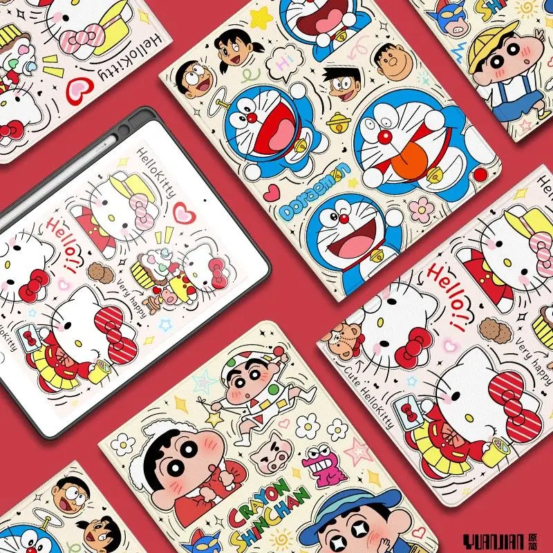 

Kawaii Kitty Cat для Ipad 11th A16 2025 Air7 11in Mini7 Чехол для планшета 10-го поколения 10,9 дюймов 9th 8th Mini6 8,3 дюйма Crayon Shin-chan Cover