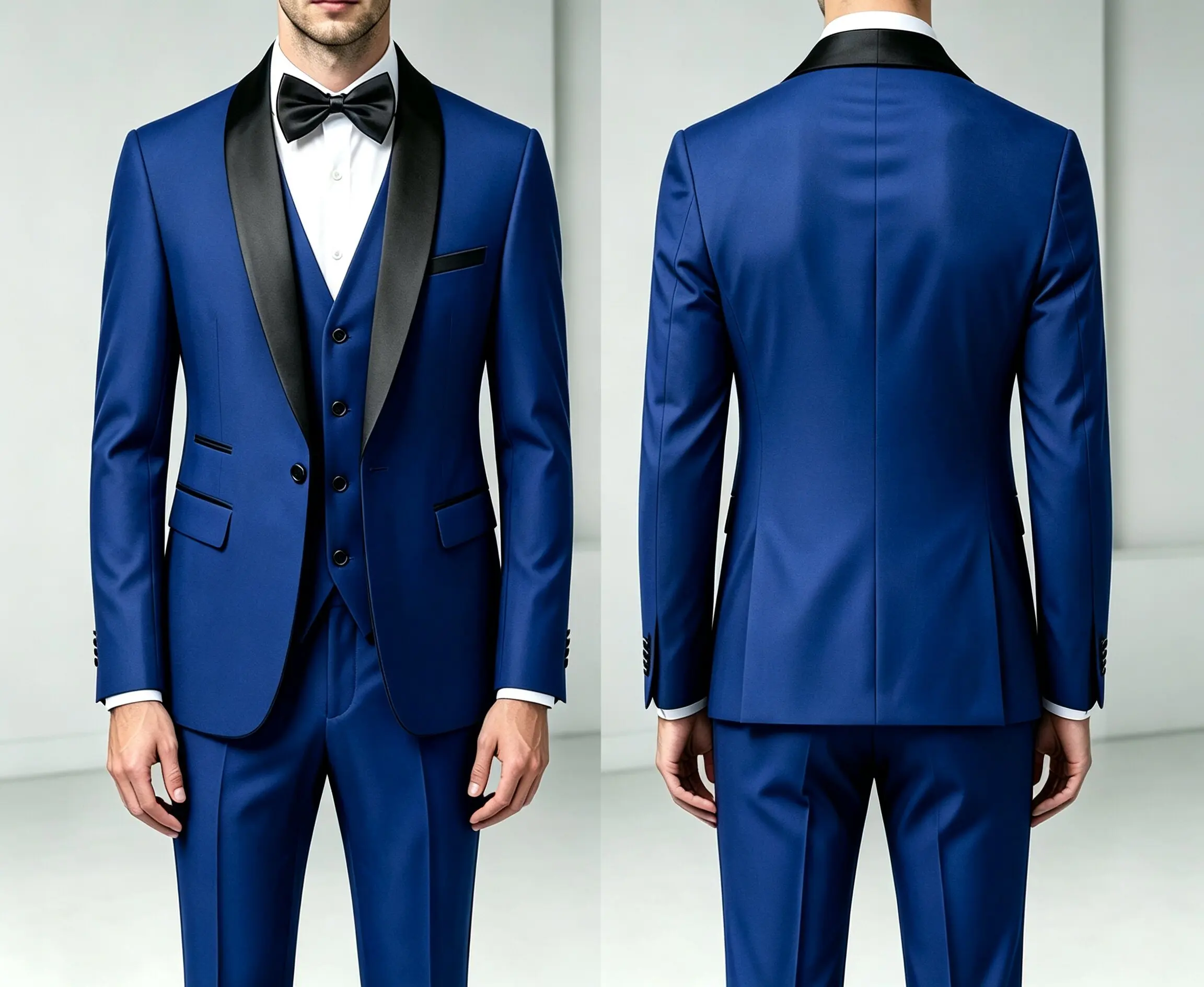 Traje de 3 Piezas para Hombre con Chaleco y Pantalones Largos, Corte Simple, Estilo Chal, para Bodas, Banquetes, Fiestas y Eventos de Negocios