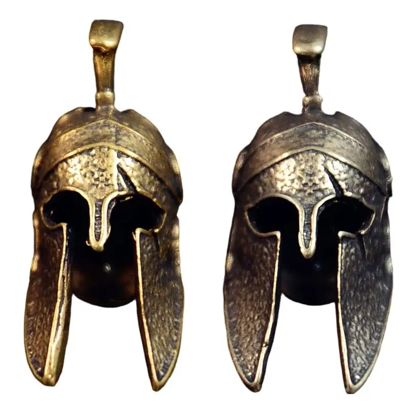 31BB Helmet Pendants for Handmade Jewelry, Antique Tone Vintage Helmet Set of 2 for Necklace Bracelet and Keychain Projects