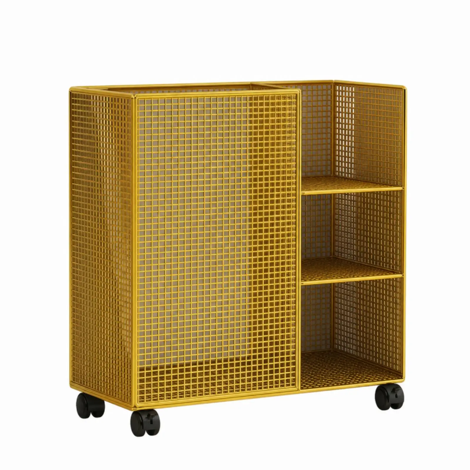 Mobile Rolling Umbrella Storage Rack | Perforated Metal Frame, Three-Tier Shelving Section, for Foyer