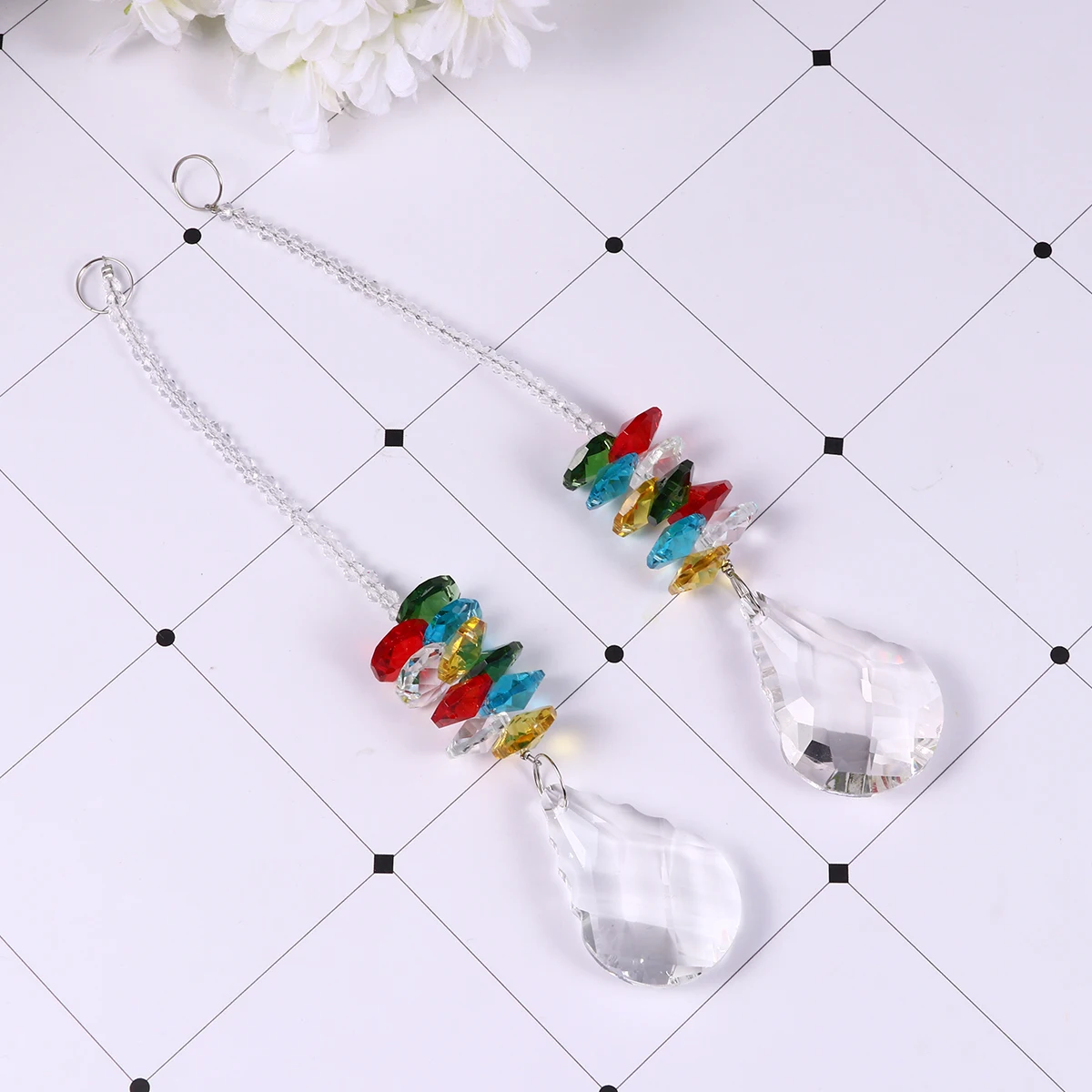 

2Pcs Crystal Lamp Hanging Decorations Rainbow Prism Ball for Window Chandelier Curtain Wedding Feng Shui Suncatcher