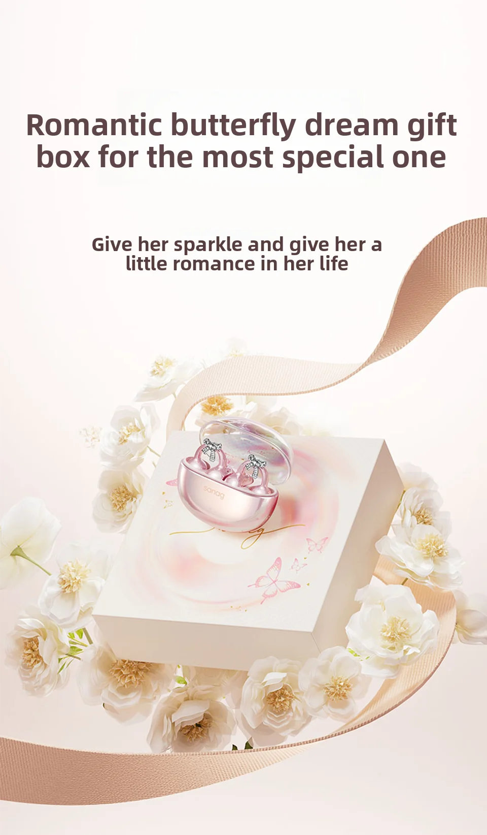 Sanag S6S Nova Ohrclip-on-Kopfhörer, modische Ohrringe für Frauen, kabellose Bluetooth-Kopfhörer, Jahrestag, Valentinstag, Geschenke – Detail 1