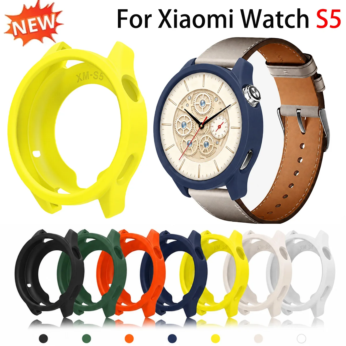 Soft Protective Cover for Xiaomi Watch S5 Silicone Case Shell Hollow Protector for Miband S5 Anti-drop Bumper