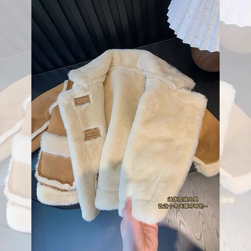 Wintermantel für Babymädchen Neue Mode Kinder Kunstfell-gefütterte Jacke Dicke Warme Hochkragen-Oberbekleidung Kinderkleidung