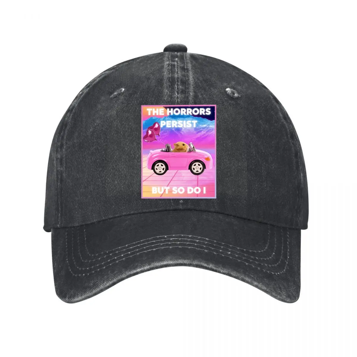 Casquette de baseball unisexe The Horrors Persist But So Do I Hamster, effet vieilli et délavé, pour l'extérieur