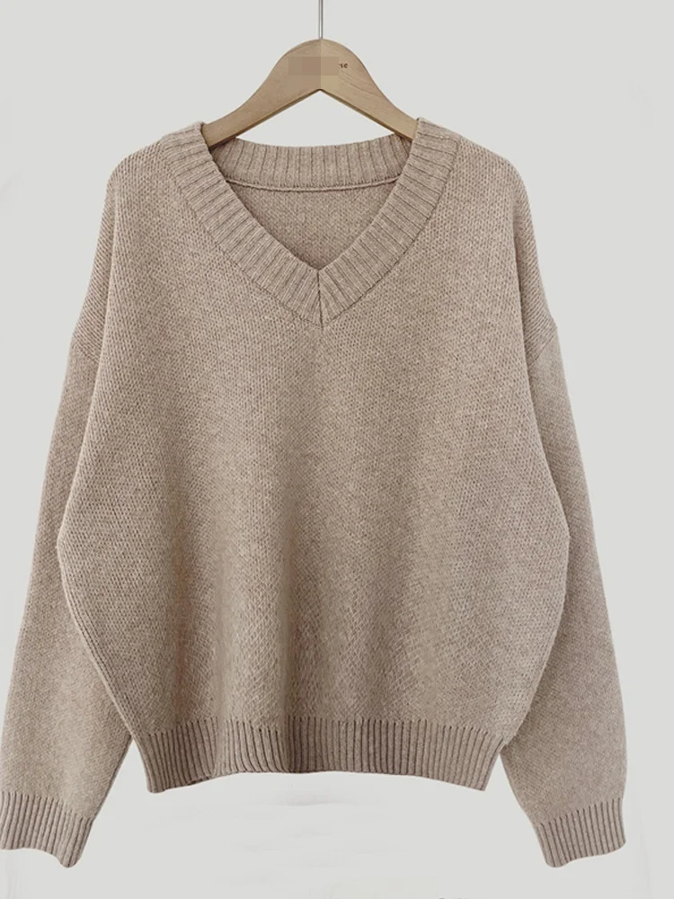 

Ladies' ort Loose Long Sve V-Ne Knitted Sweater Comfortable Casual Sle Autumn Winter Faion Small Size Friendly Top