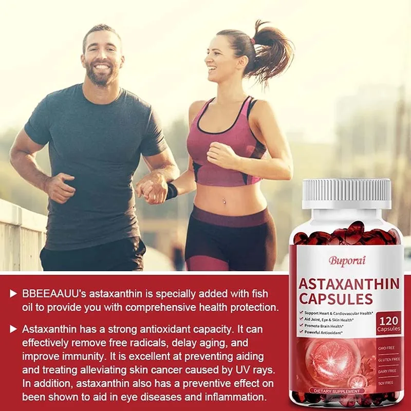 مكمل كبسولات أستازانتين - للحصول على أقصى قدر من صحة القلب والأوعية الدموية وتسريع عملية التمثيل الغذائي التي تدعم صحة مفاصل العين