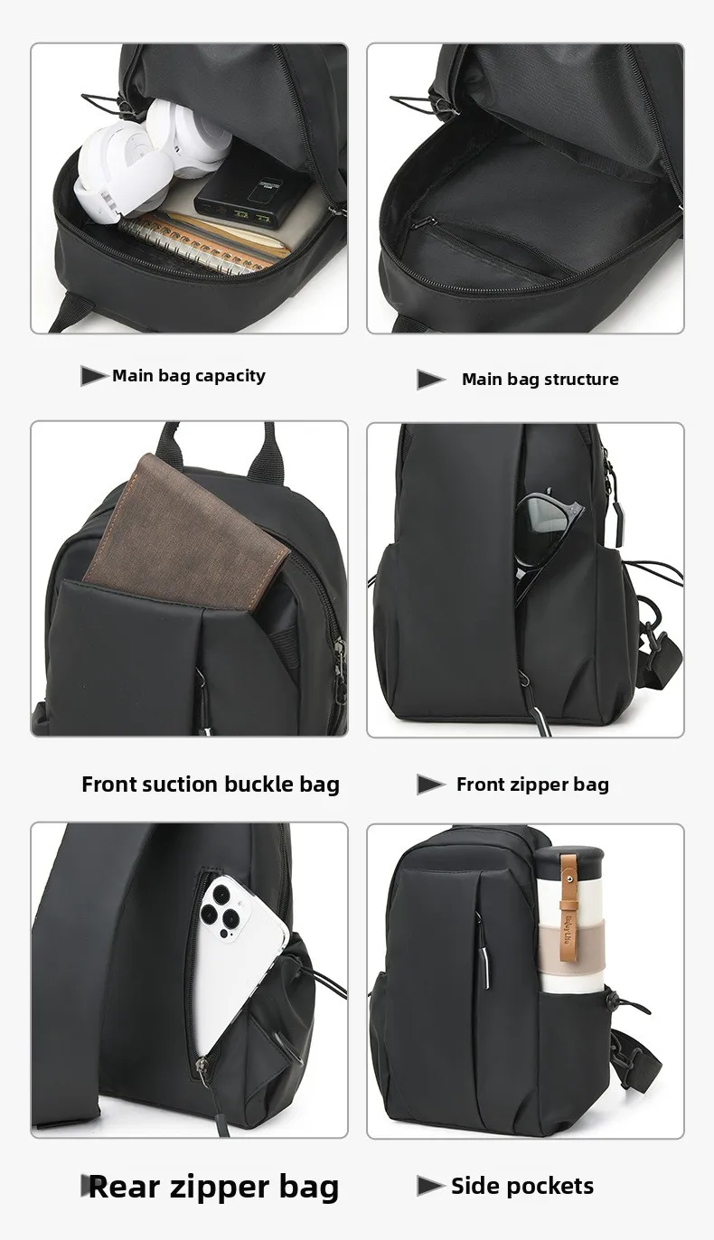 New Men's Chest Bag, Fashionable and Sporty Crossbody Bag, Lightweight and Water-resistant, Large-capacity Single-shoulder Bag