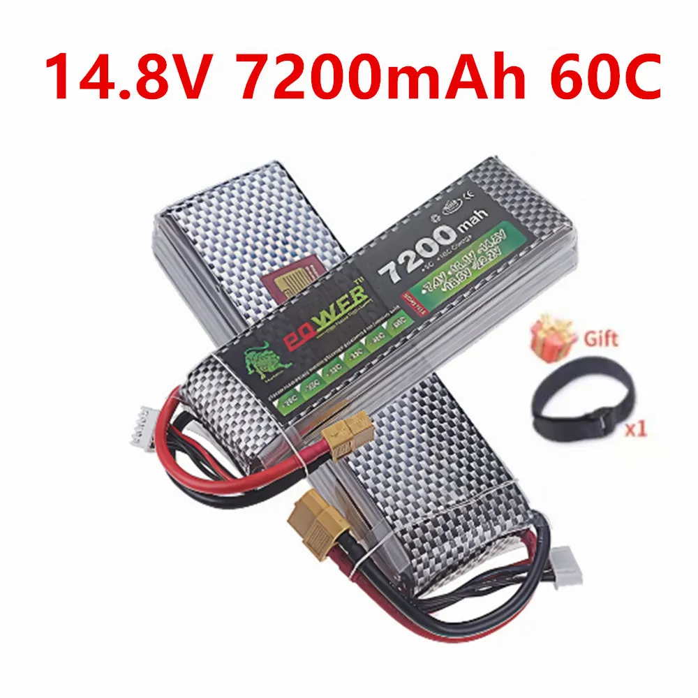 

Аккумулятор LiPo 4S 60C 14.8V 7200mAh с разъемами XT30/XT60/T для FPV-дронов, радиоуправляемых квадрокоптеров и гоночных автомобилей