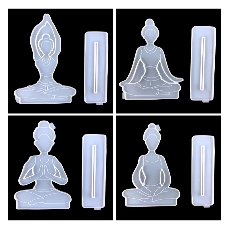 Yoga Sports Silicone Mold for Home Decor DIY Luggage Tag Epoxy Craft Candy Fondant Mold Pendant Necklace Crystal Trinket