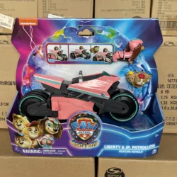 Original Paw Patrol Mighty Movie Liberty & Poms Vehicles Rescue Car with cats Action Figure Boy Girl Children Birthday Gift