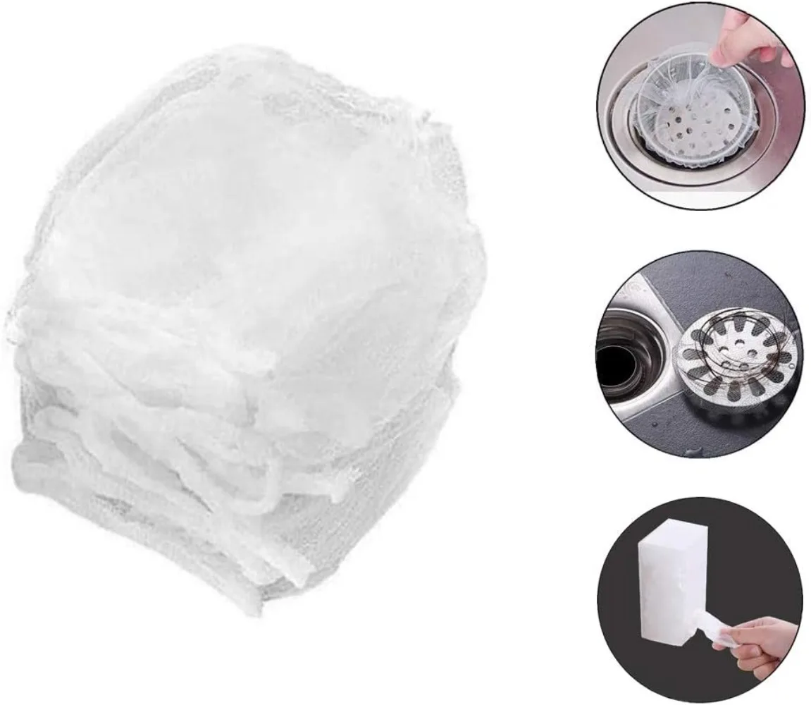 200 PCS Disposable Kitchen Sink Strainer Mesh Bags, Drain Net Filters for Food Waste, Leftover Garbage Collection