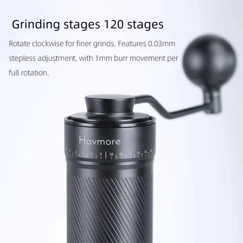 CAFOVO MG150C Manual Coffee Grinder 8-Core Ghost Tooth Titanium Burr 120-Step Adjustment for Precision External Calibration