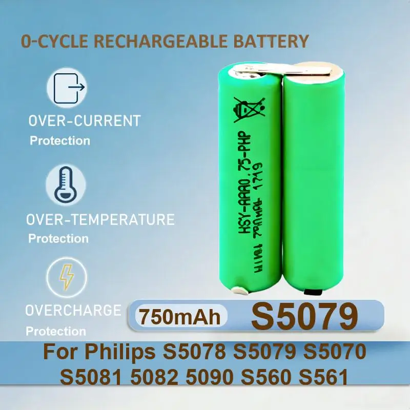 

S5079 Shaver Battery For Philips S5078 S5079 S5070 S5081 5082 5090 S560 S561 Electric Shaver 750mAh Real Capacity