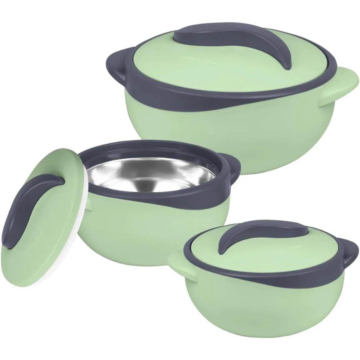 

3-Piece Insulated Casserole Dish Set with Lids – 2.6, 1.5, and 1 Qt. Thermal Hot Pot Food Warmer/Cooler – Serving Bowls – Ideal Gift for Moms