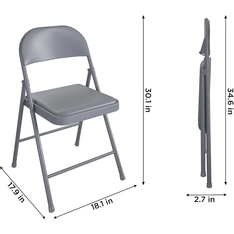 Cosco Smartfold Vinyl Klapstoel, 4-Pack, Grijs