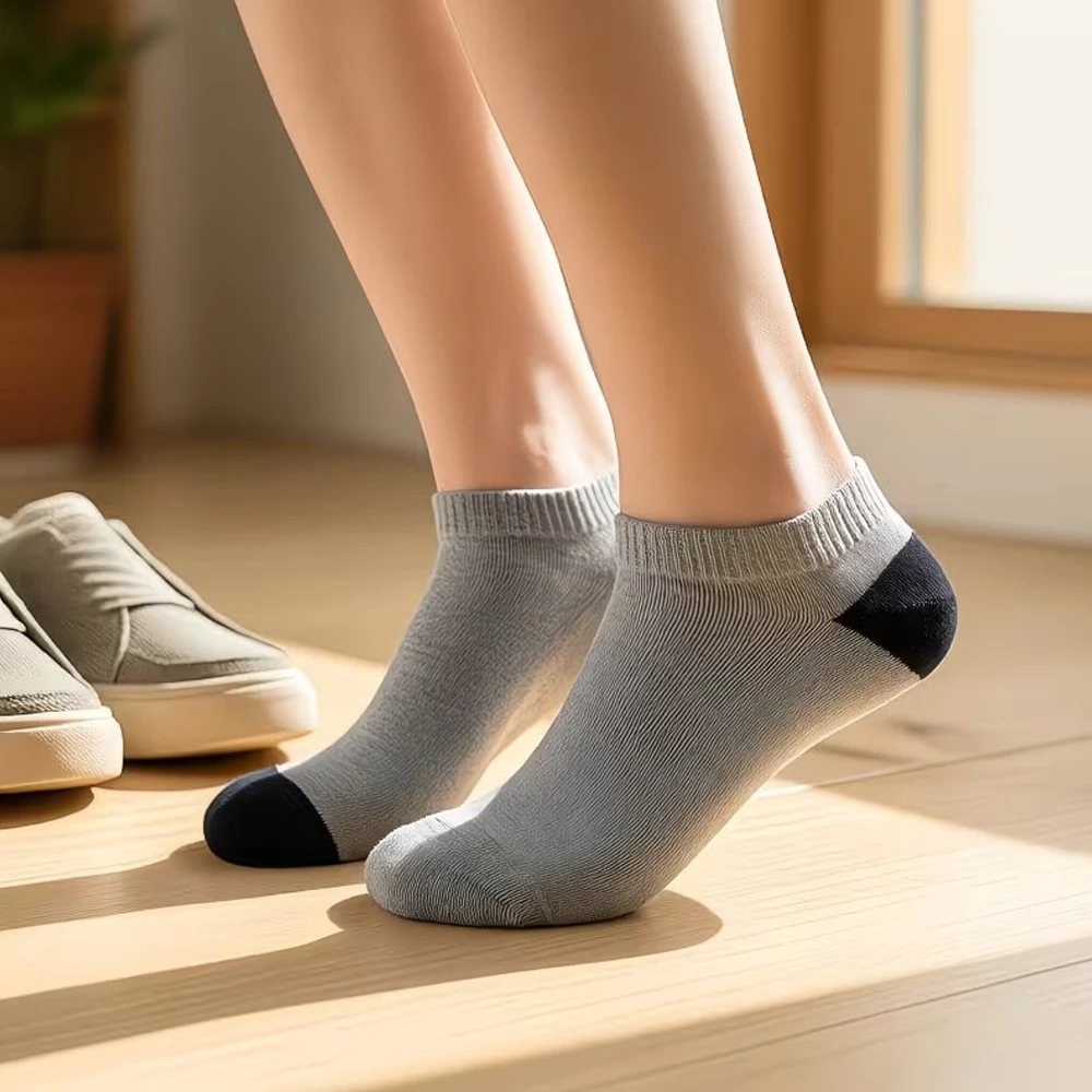 5 Pairs of Men's Thickened Moisture-Wicking Sports Socks, Autumn and Winter Calf-Length Socks, Elastic Ribbed Tops, Arch Support, Breathable Design, Suitable for Basketball, Hiking, Gym, Durable, Men's Socks, Men's Outdoor Socks, Sports Socks