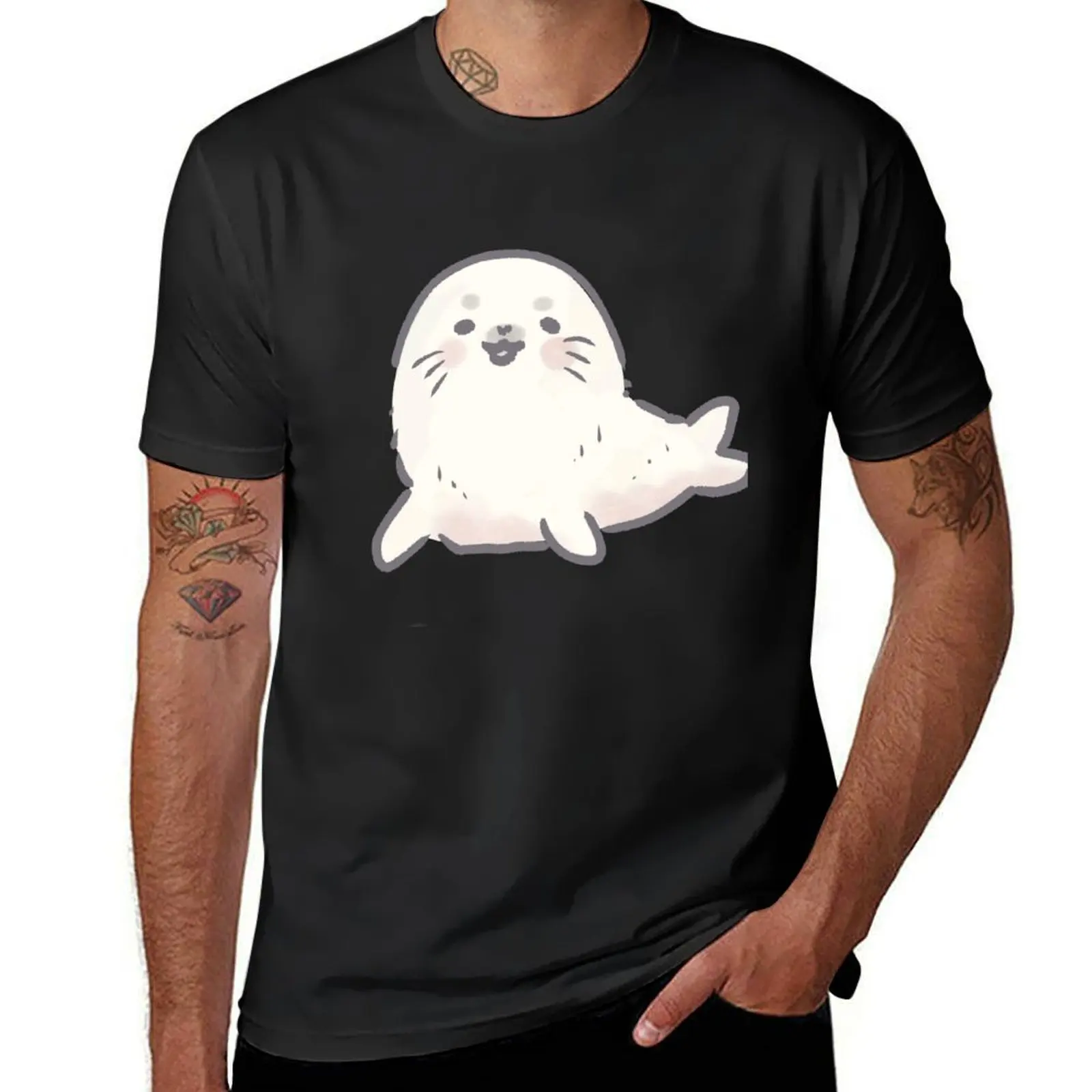 Baby seal illustration T-shirt customs customizeds Men's t shirts