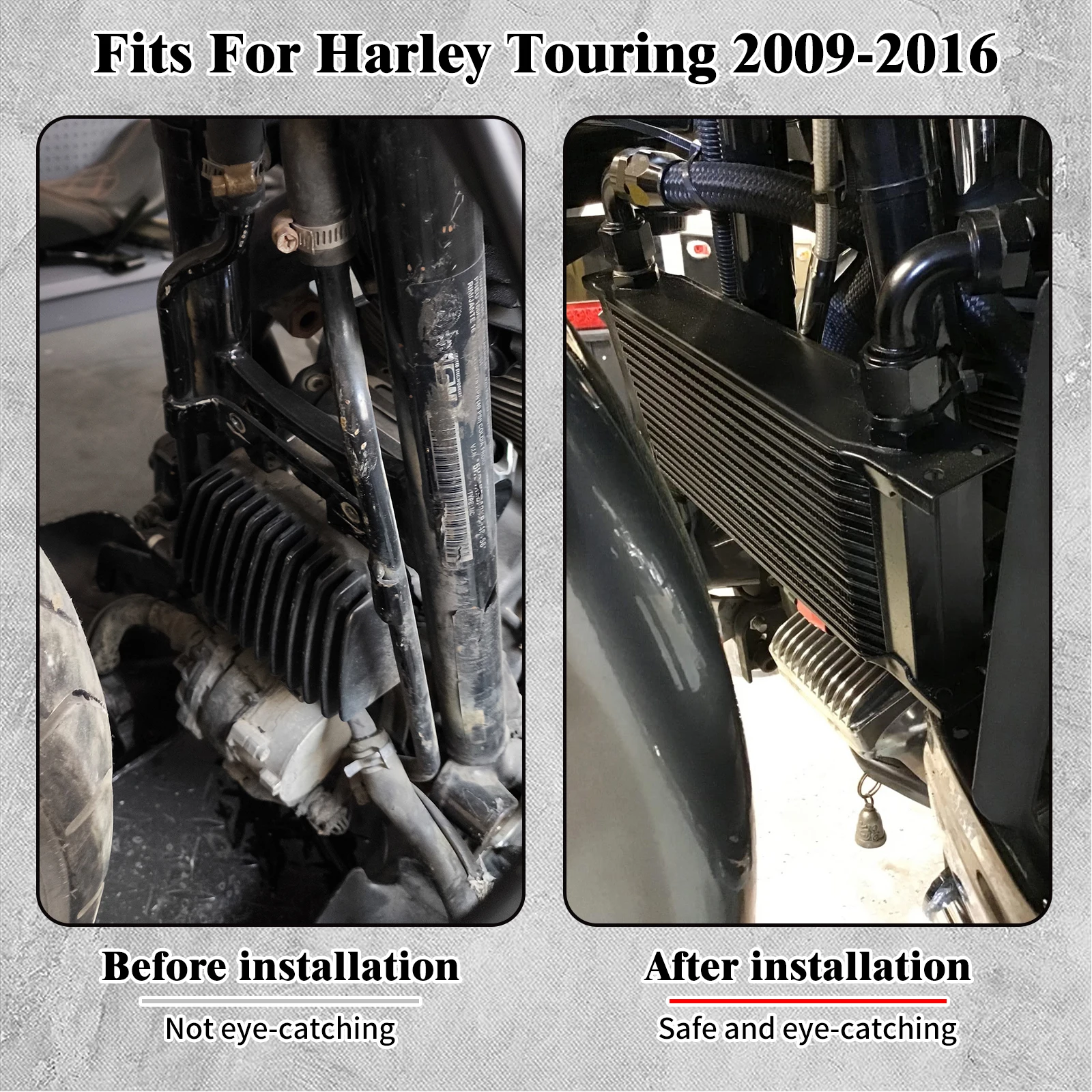 Motorcycle Oil Cooler Radiator Water Tank For Harley Touring Street Glide Road King Road Glide FLHR FLHTC 09-11 12 13 14 15 16