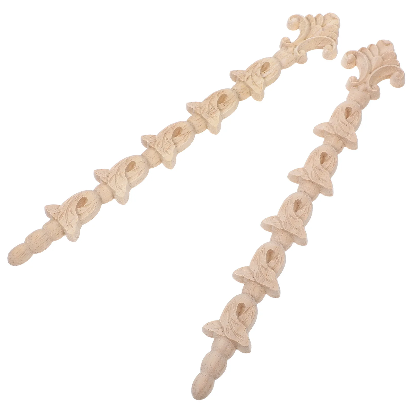 

2Pcs European Style Solid Wood Carved Applique Unpainted Furniture Decoration for Cabinet Doors Beds Cupboards