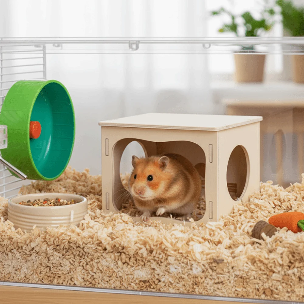 Practical Climbing Structure Wooden Hamster House Chew-Proof Stackable Hamster Villa Detachable Mouse Habitat Playing