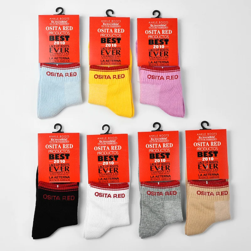 Calcetines de Algodón Puro OSITA RED, Estilo Delgado, Famosos en Internet, para Mujer, Calcetines de Media Pantorrilla, de Algodón, Modernos, para Primavera y Otoño