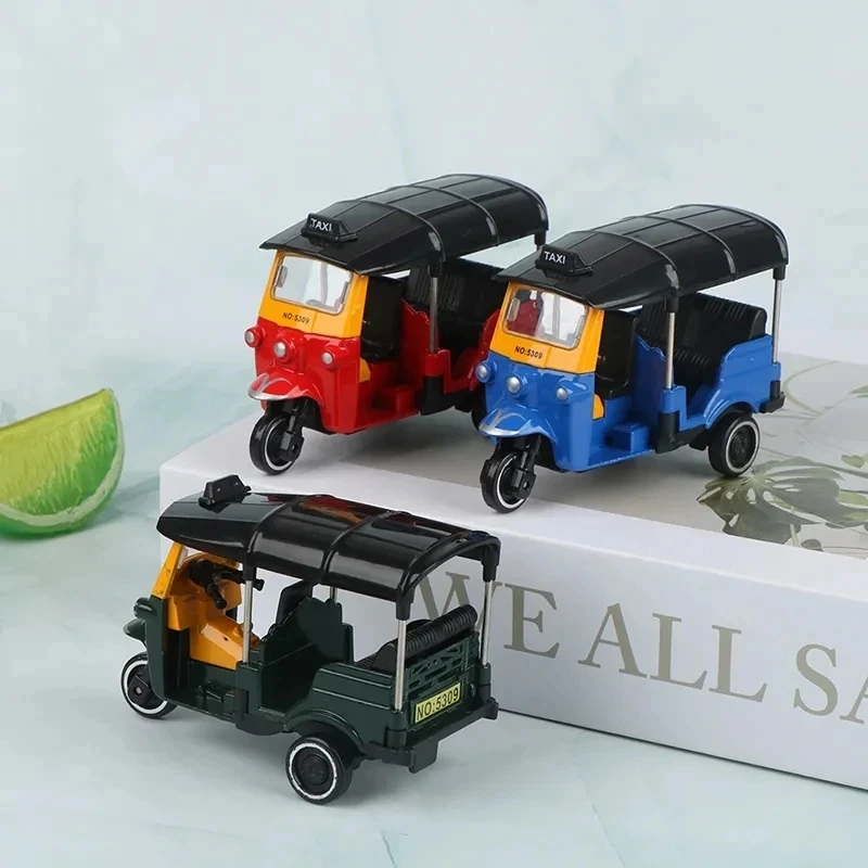 1:43 Scale Metal Alloy Classic Tuk Tuk Taxi Bangkok India Tricycle Taxi Car Model Toy Diecast Vehicles Toys For Collection