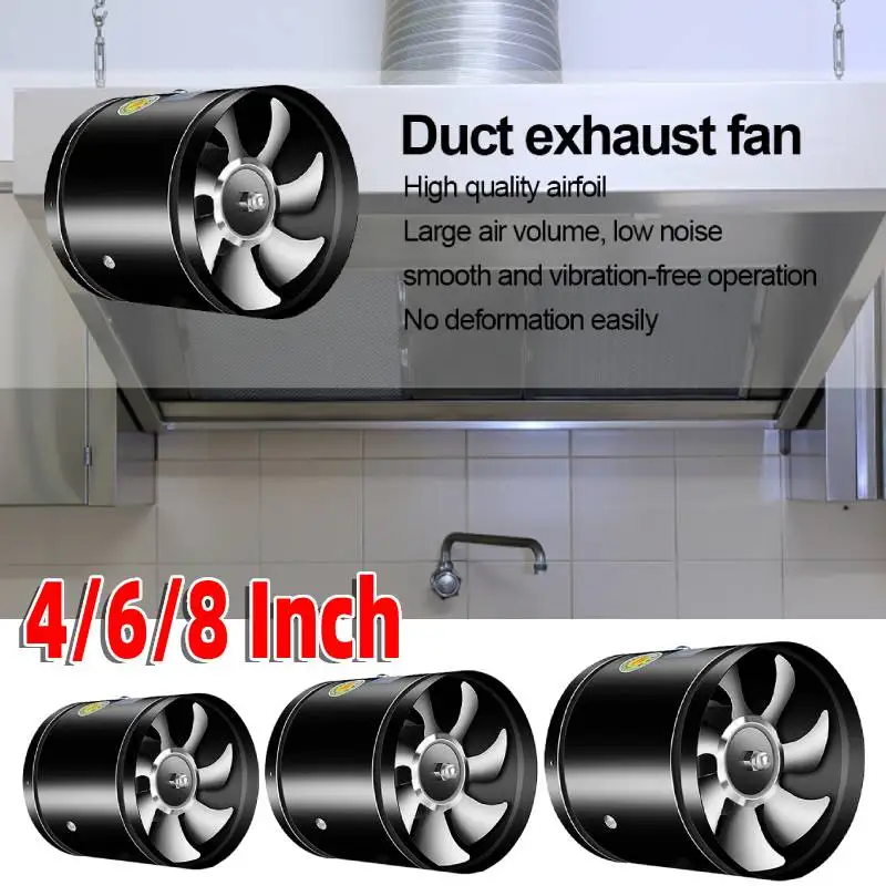

4 6 8 Inch Pipe Exhaust Fan 2800RPM Toilet Wall Fan Metal Pipe Air Ventilator Low Noise for Kitchen Bathroom Washroom Canteen