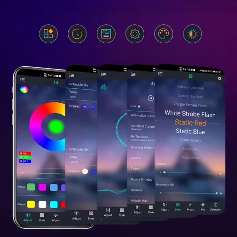 2025 new Smart LED Fireworks Light LED Neon String Light Bluetooth Control Music Sync Bedroom Wedding Party Christmas Decor