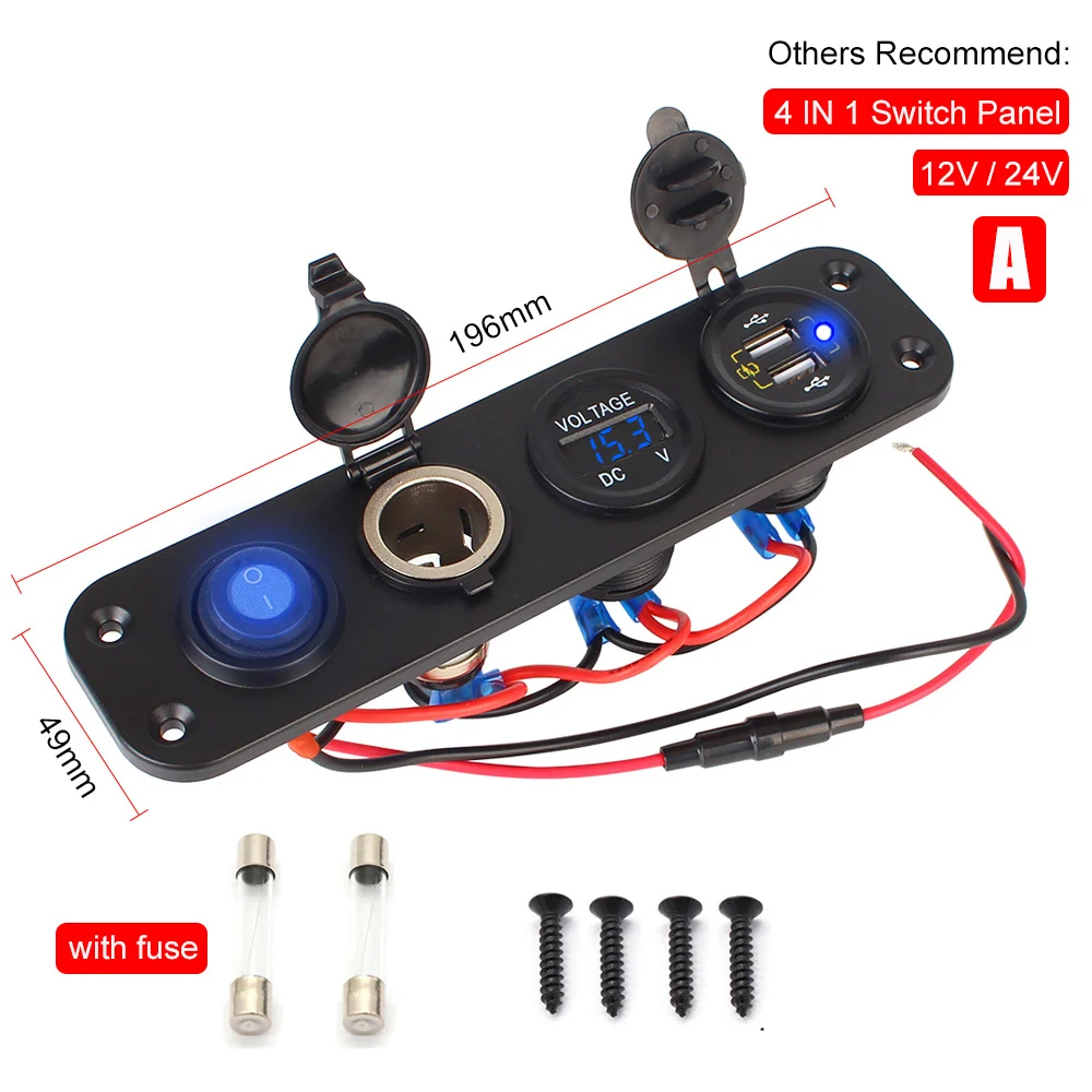 24V 12V Schakelpaneel 4 Knoppen Auto Licht Toggle USB Lader 3.0 Power Adapter Auto Accessoires Voor boot Caravan RV Vrachtwagen Trailer