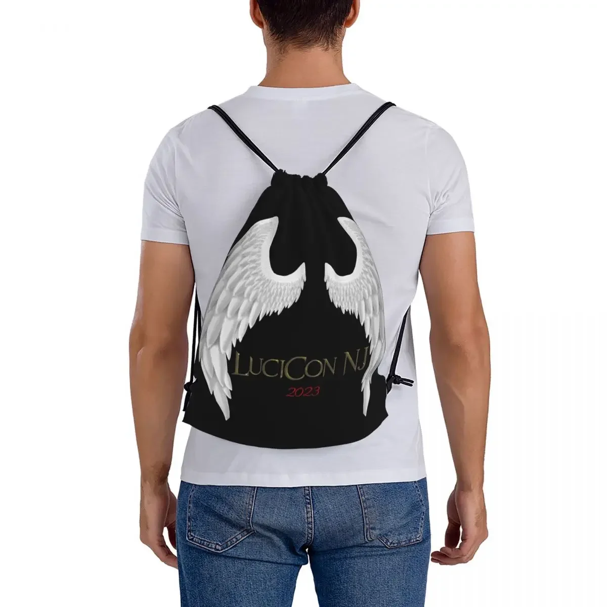 LuciCon-mochilas con alas NJ para hombre y mujer, bolsa deportiva con cordón, portátil e informal, para libros y estudiantes