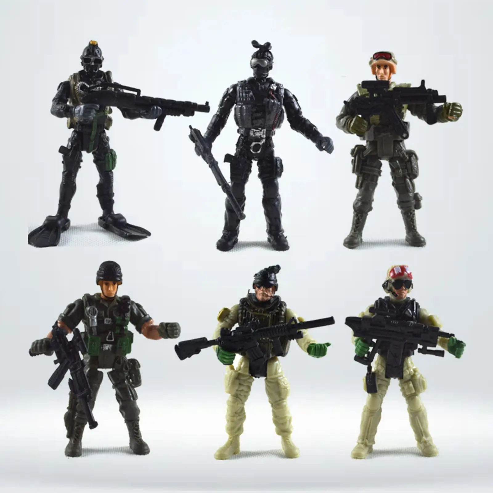 6Pcs Action Figures Toy Army Men Set for Desktop Ornament DIY Scenery Themed Party Architecture Model Doll House Decoration