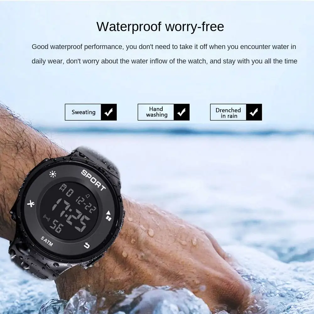 Waterproof Sports Watch Casual Simple Electronic Watch Multifunction Big Dial LED Digital Wristwatches Outdoor Sports