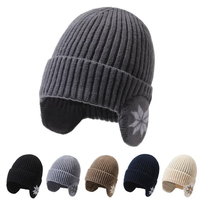 Men Women Winter Warm Plush Knitted Benines Snow Fashion Skullies Hat Unisex New Outdoor Coldproof Ear Protection Wool Caps