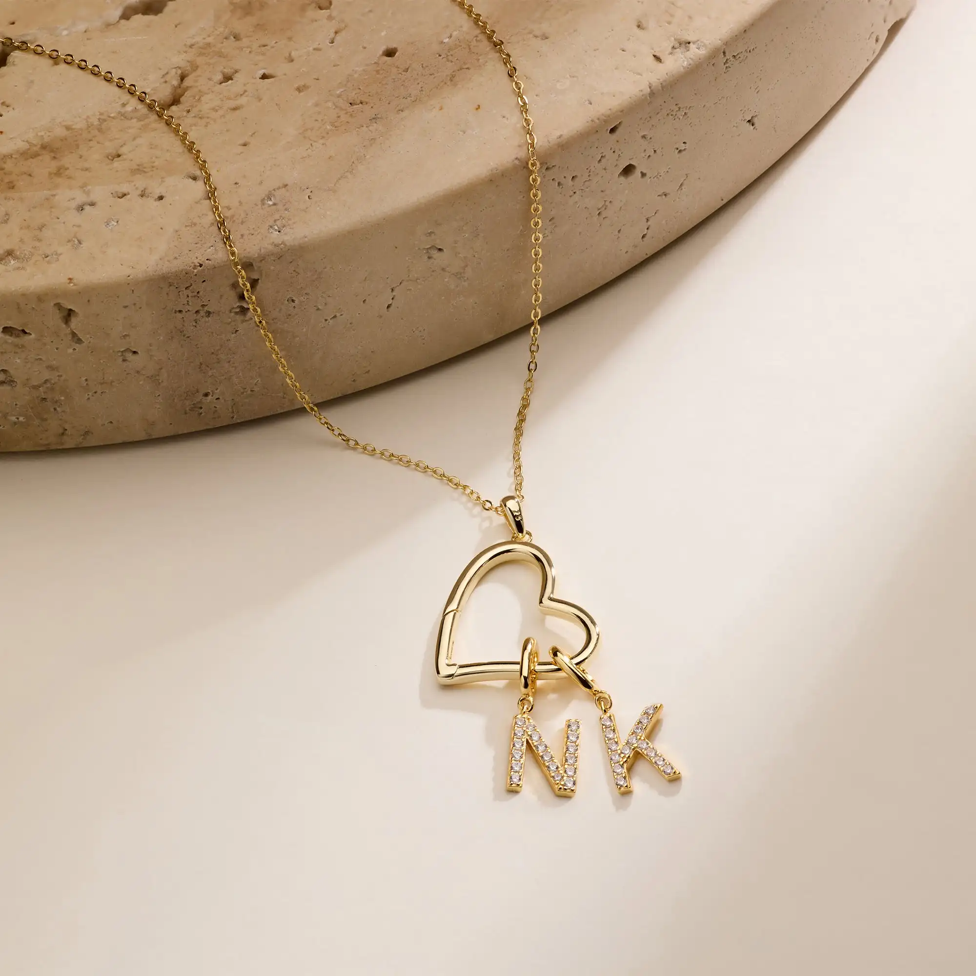 

Custom Initial Open Heart Necklace Personalized Letter Pendant 18K Gold Plated Stainless Steel Dainty Jewelry Gift for Her Mom