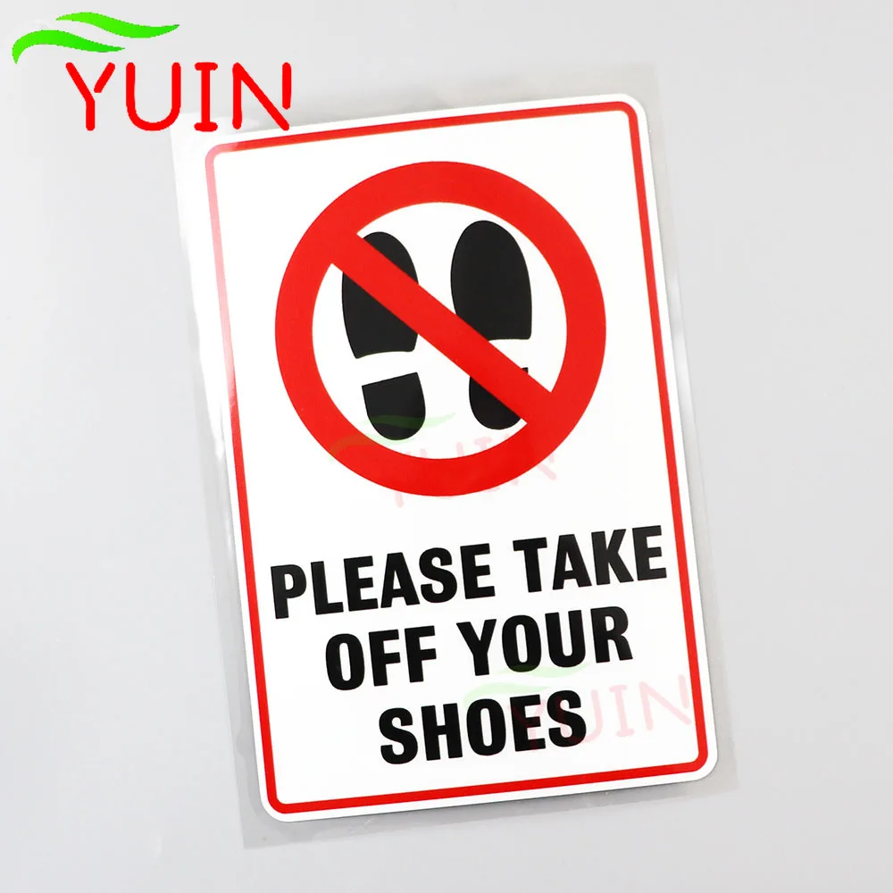 YUIN Please Take Off Your Shoes Car Sticker Fashion PVC Body Window Decoration Cars Accessories Waterproof Anti-UV Decal 17*11cm