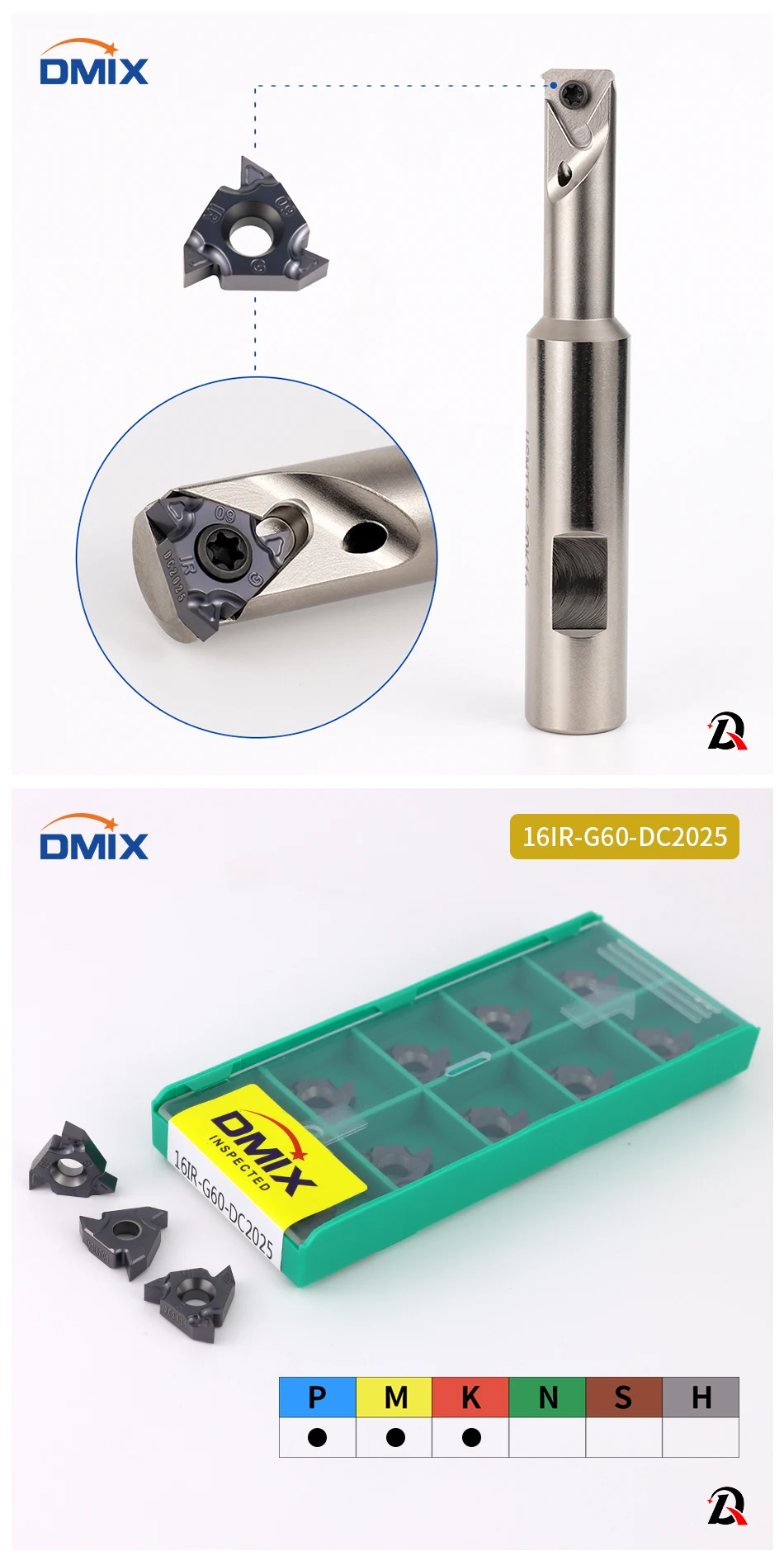 DMIX HSMT-Serie Gewindefräser Schaft CNC-Nutenfräser Einfachzahnfräser Schaft 16IR 22IR – Detail 3