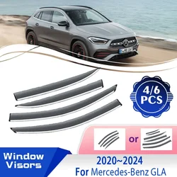 Car Window Visors For Mercedes-Benz GLA H247 2020~2024 Waterproof Rain Shelters Wind Rain Visors Sun Deflectors Auto Accessories