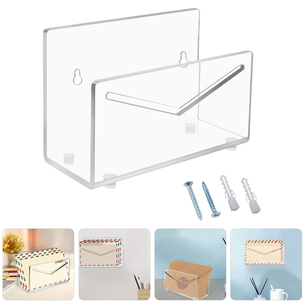 2 Pcs Desktop Folder Postcard Display Stand Envelope Holder for Wall File Organizer Letter Acrylic