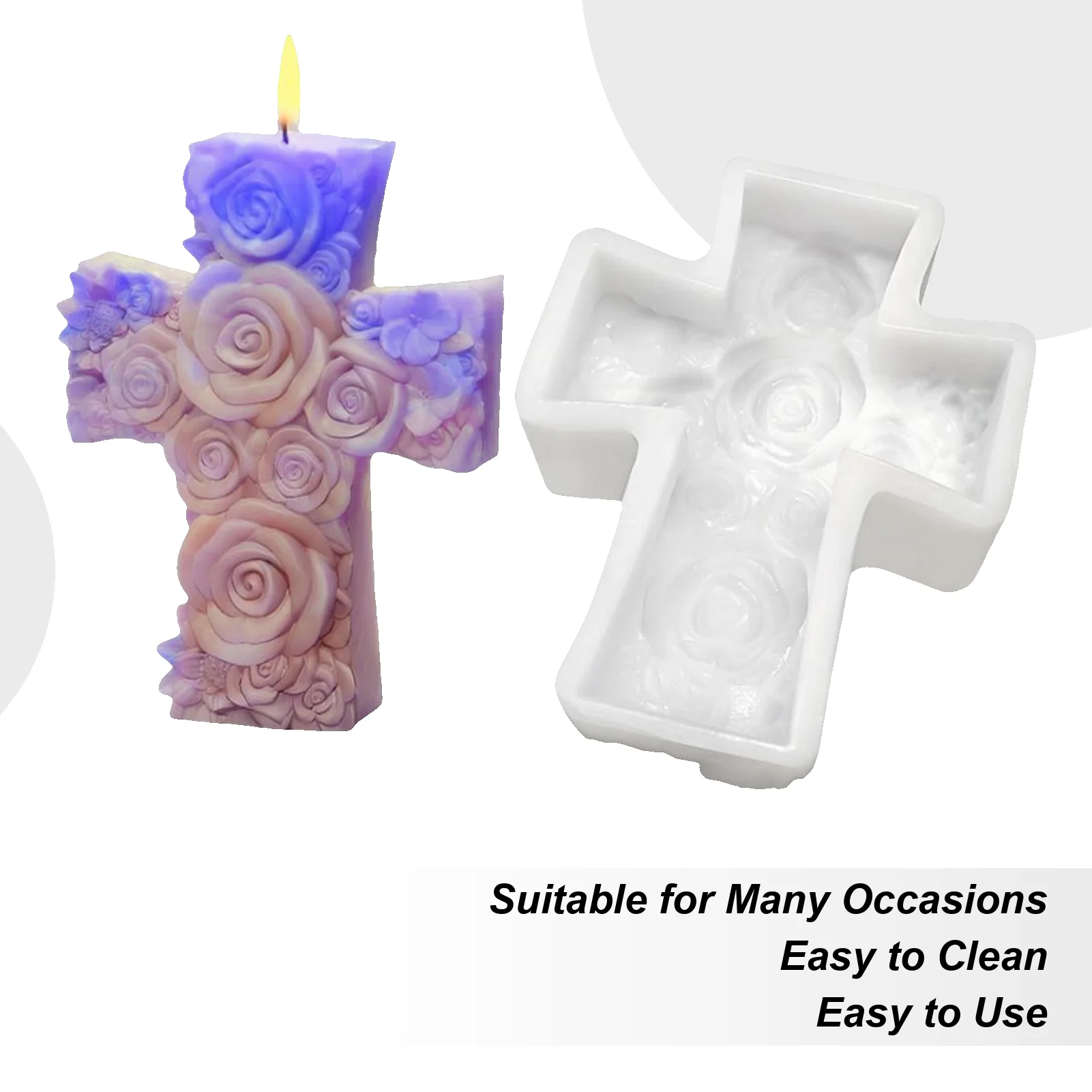 

Cross Molds For Epoxy Resin 3D Rose Jesus Religious Mold Silicone Aromatherapy Moulds For Candle Making Epoxy Resin Craft Gypsum