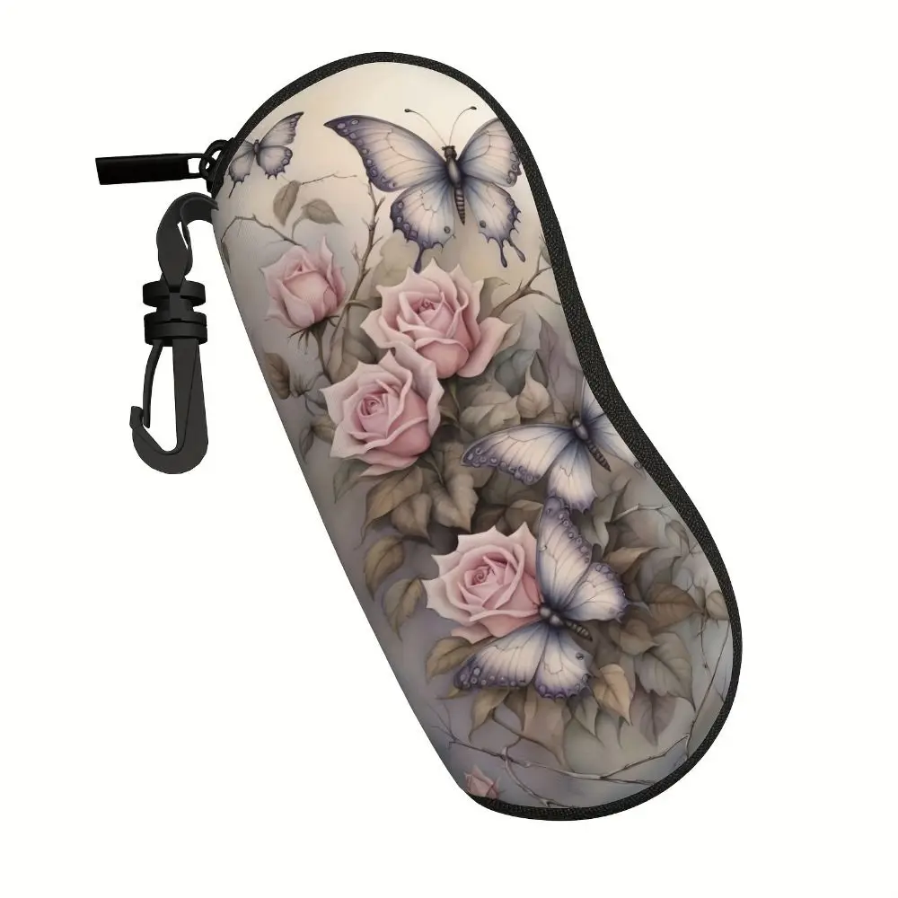 Nylon Sunglasses Storage Bag Solid Color with Keyring Sunglasses Pouch Portable Durable SunGlasses Holder Eyewear Accessories