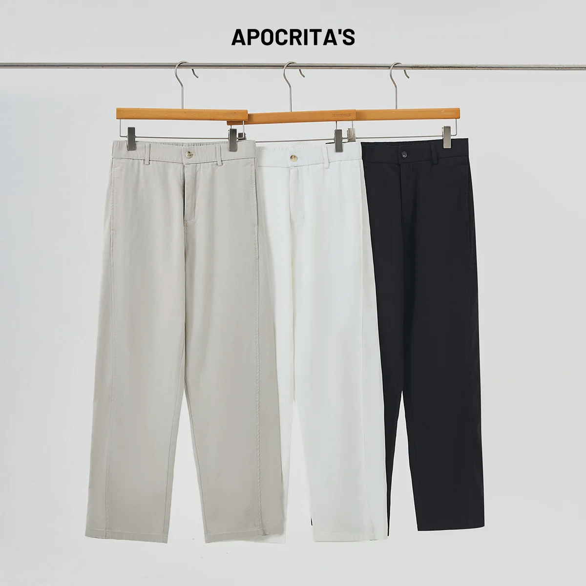 

Мужские повседневные брюки прямого кроя, свободные, из хлопка Lenzing Eco-Friendly, белые, длинные, весенние, универсальные, премиум-класса