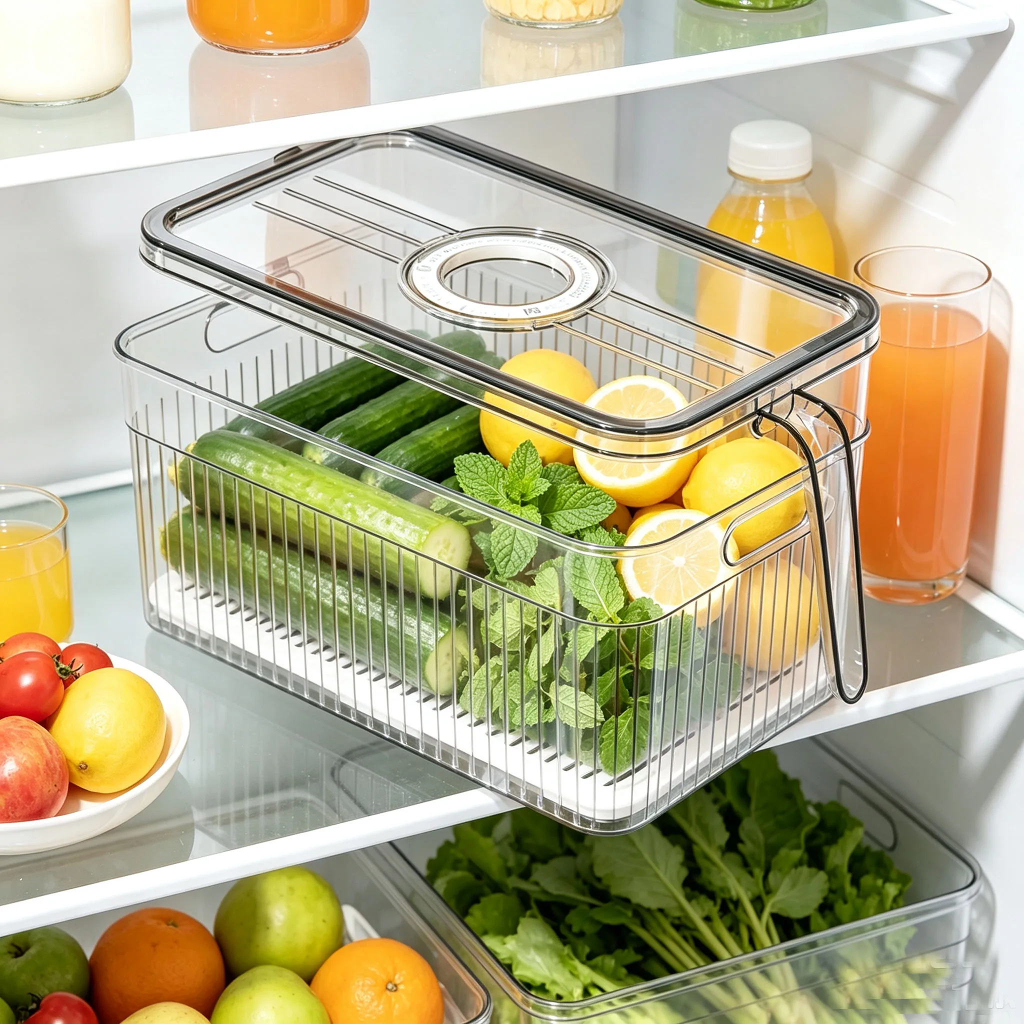 กล่องเก็บของในตู้เย็นพร้อมฝาปิ - Food Storage Stackable Containers บทวิจารณ์และราคา