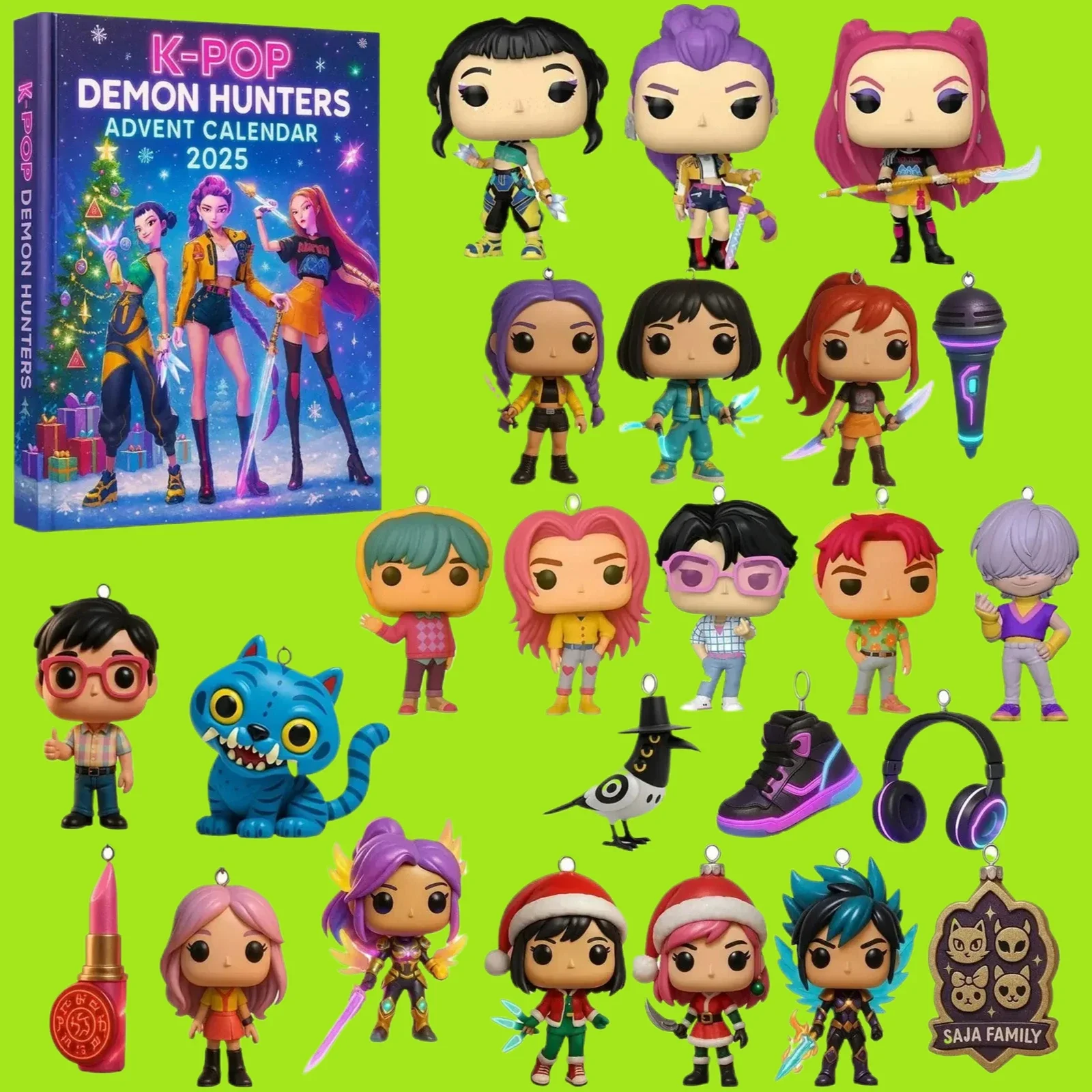 

  Kpop Demon Hunters Адвент-календарь K Pop Demon Hunters Руми Мира Зои Тигр Рождественский обратный отсчет Адвент-календарь Gift_%